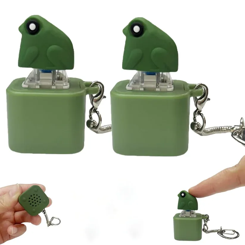 LED Light Up Frog Keychain - Press for Sound & Light! Fun Fidget Toy, Prank Gift, Stress Relief Novelty