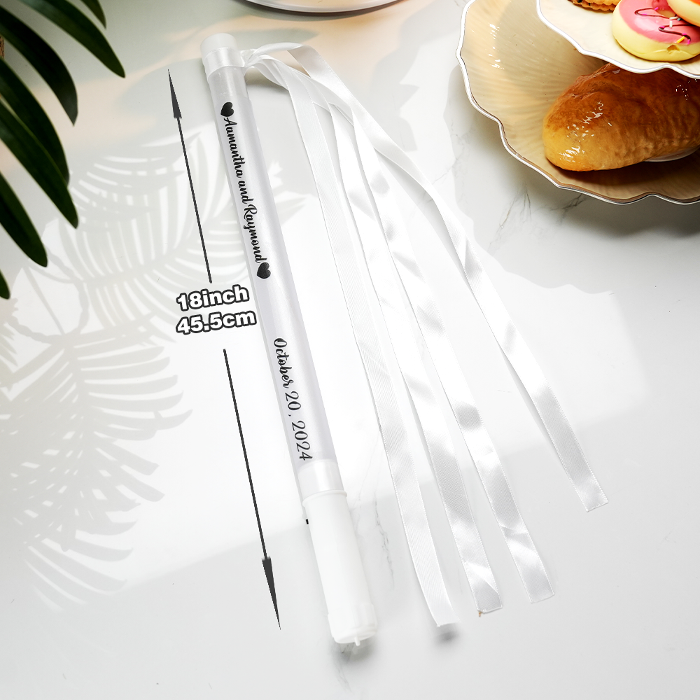 Personalized Light Up LED Stick Wedding Wands with Ribbon Lights Wedding Party Favor - - myphotowallet