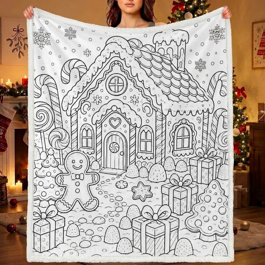 DIY Drawing Blanket (Optional 24-Color Marker Set) Create Your Art Blanket Washable Keepsake Blanket for Kids & Adults -