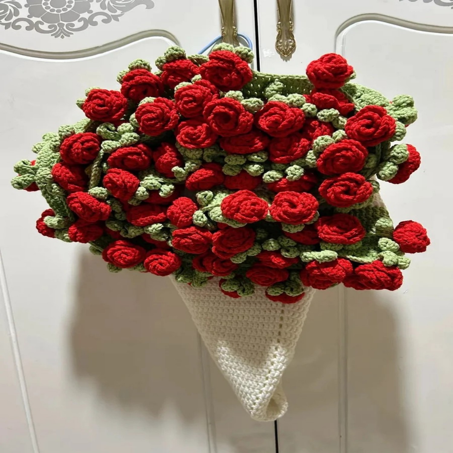 Hand-Knitted Rose Blanket DIY Kit & Ready-Made Gift for Love Mother's Day Gifts