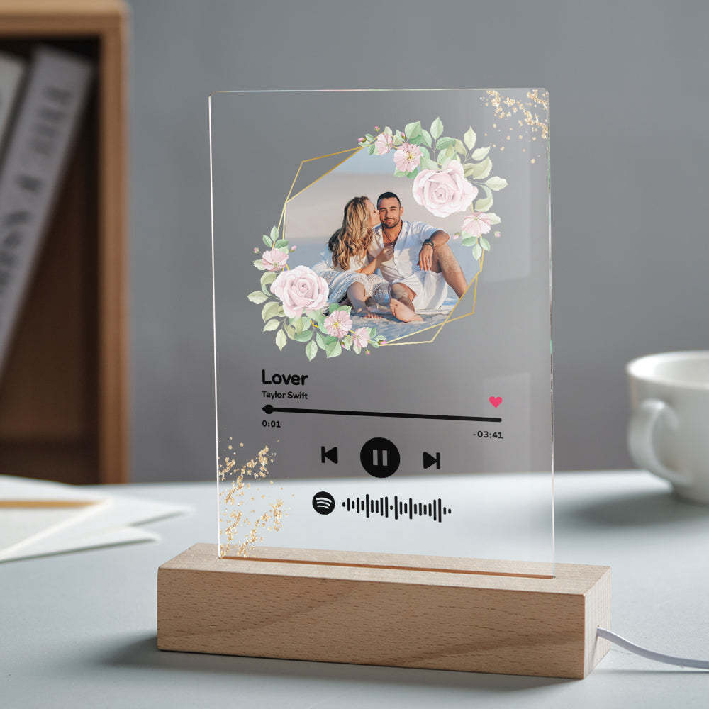 Custom Spotify Code Song Plaque Music Glass Keychain/Plaque/NightLight Gift For Lover - Myphotowallet
