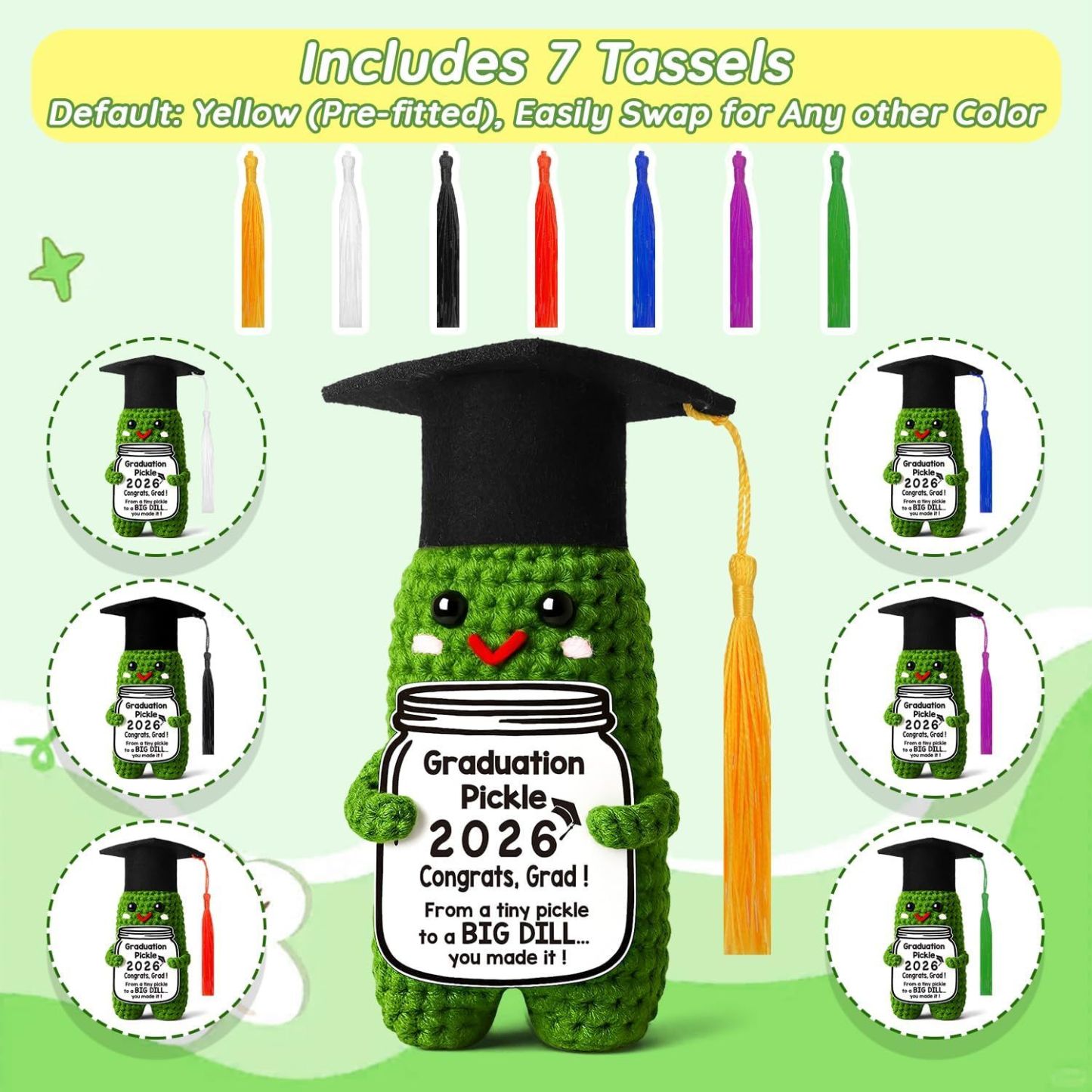 Graduation Gifts Graduation Decorations 2026 Pickle Funny Handmade Crochet Grad Gifts for Him Her Graduation Cards- Cute Congrats Class High School College Congrats Grad Sign