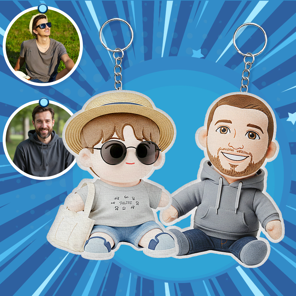 Custom Photo Plush Doll Keychain Personalized Cartoon Mini Me Plush Keychain Gift for Friend