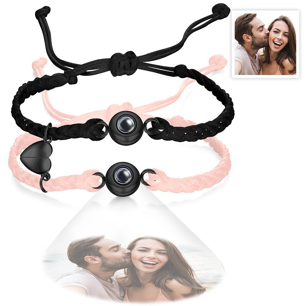 Custom Photo Projection Bracelet Woven Magnetic Bracelet Anniversary Wedding Gift - 