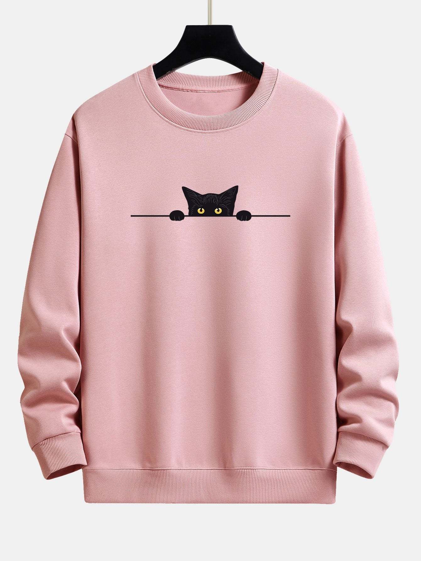 Sweatshirts Black Cat Print Relax Fit Sweatshirt - 