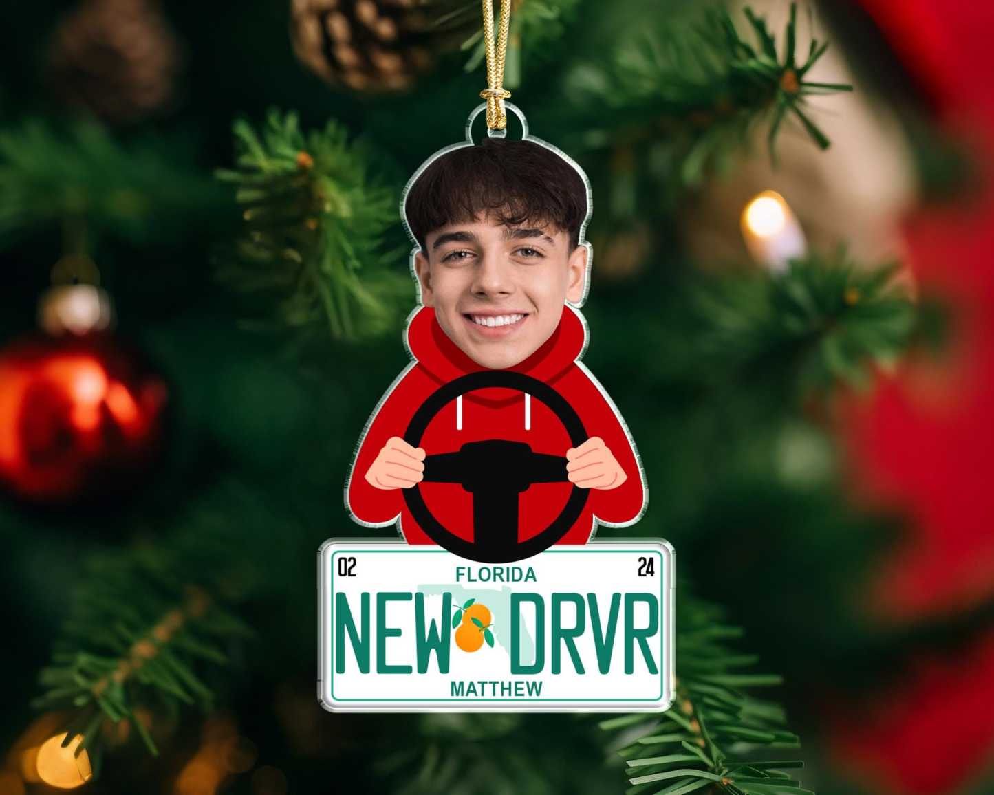 Custom Photo Car Ornament, Personalized Christmas Gift 2025, Couple Acrylic Air Freshener, Customizable Christmas Tree Decoration, Secret Santa Present