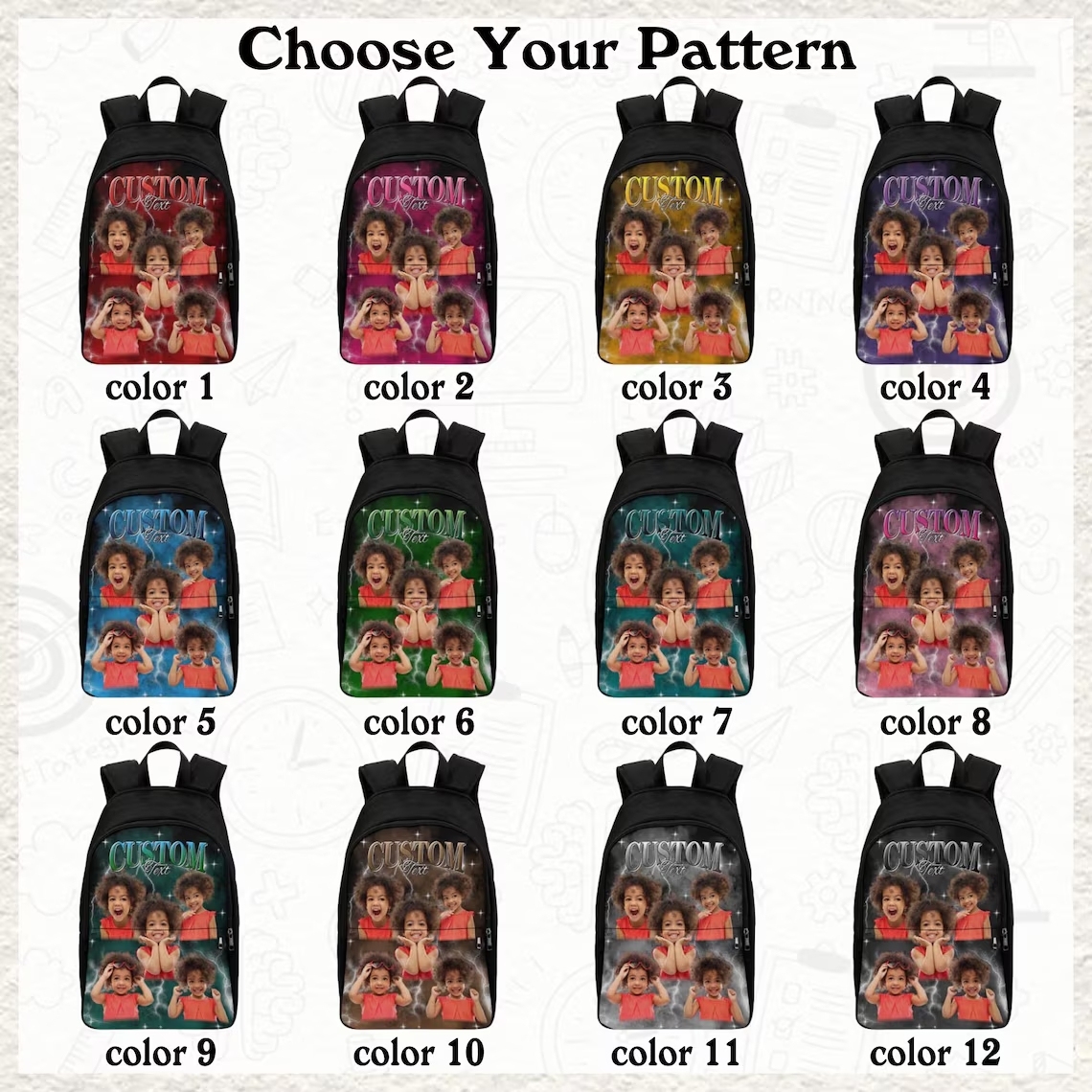 Back To School Photo Vintage Backpack Gift For Kids, Personalized Birthday Gift For Boys Girls, Custom School Bags For Children & Toddlers -
