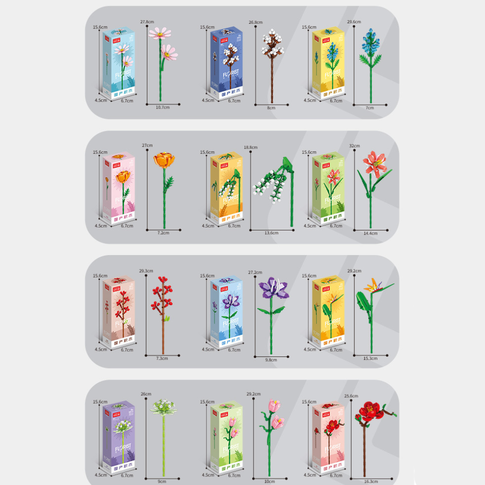 12 Days of Christmas Flower Bouquet Building Blocks â?Collectible Floral Countdown Gift - 