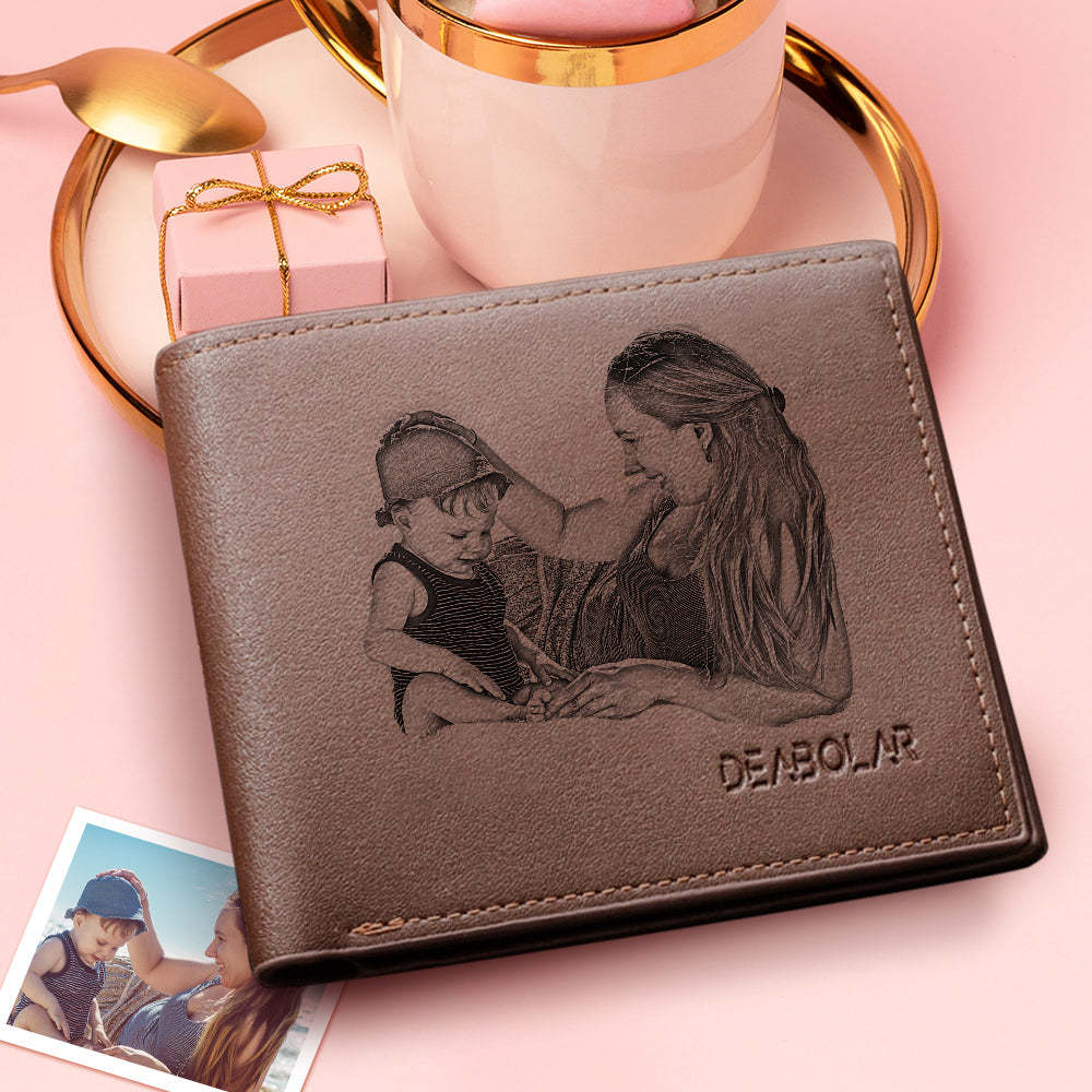 Gifts For Men Custom Photo Engraved Short Wallet For Him