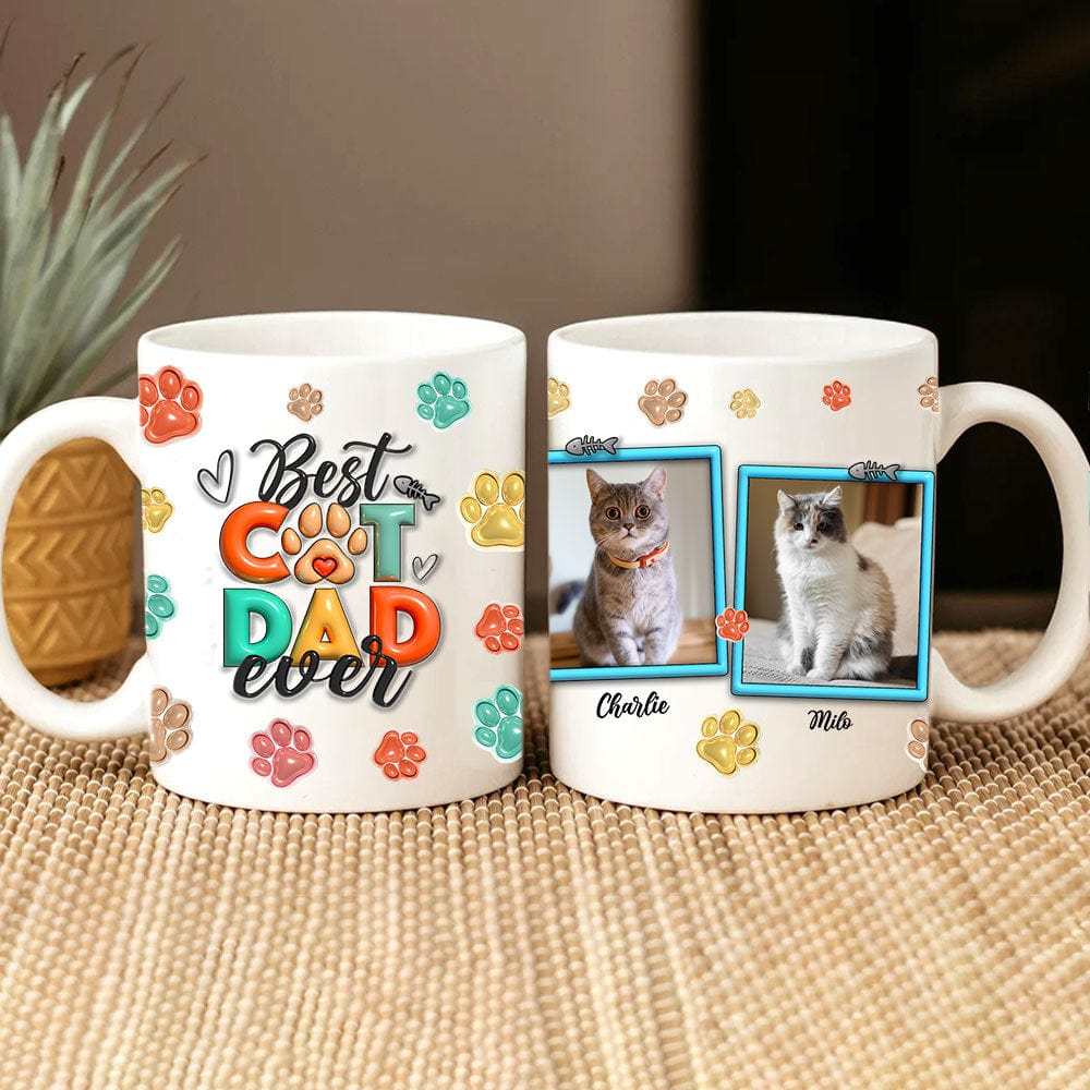 Custom Photo Best Dog Cat Mom Dad Ever With 3D Inflated Pet Mug - 