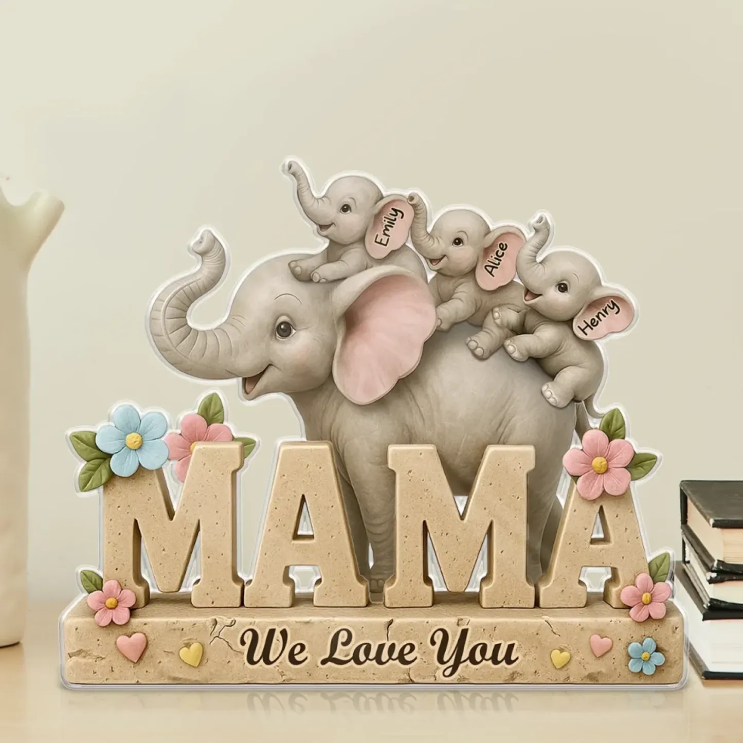 Love You A Ton, Mama - Family Personalized Custom Acrylic Plaque Custom Shape - Mother's Day, Gift For Mom