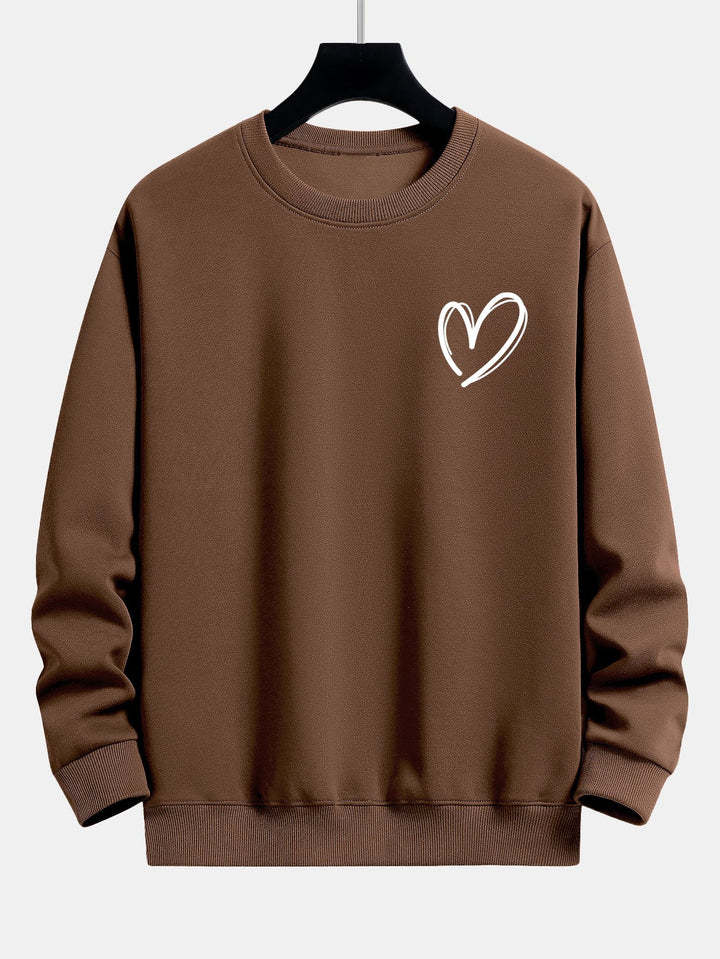 Heart Print Relax Fit Sweatshirt - 