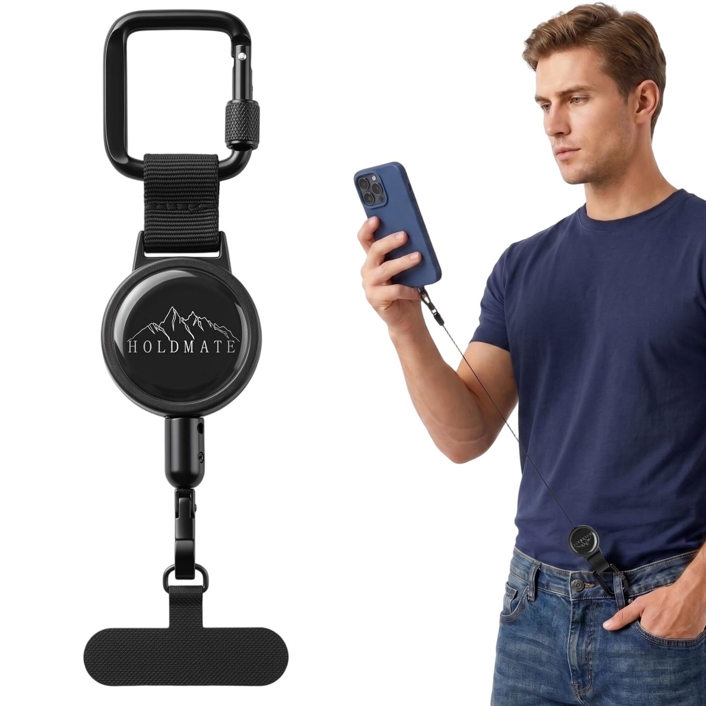 Retractable Phone Tether For Iphone & Smartphones | Anti-Drop Safety Lanyard, Locking Clip & 360° Swivel, Secure Holder For Skiing, Hiking, Cycling, Travel