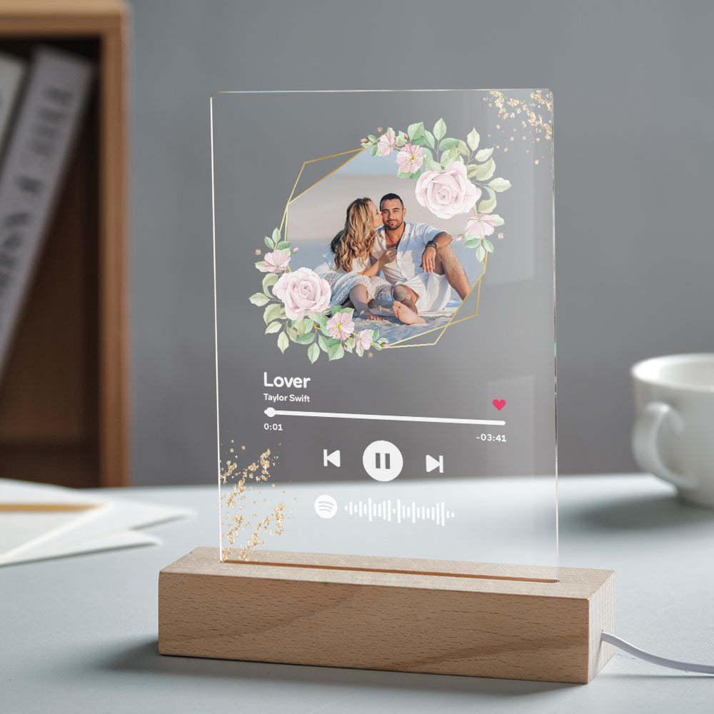 Custom Spotify Code Song Plaque Music Glass Keychain/Plaque/NightLight Gift For Lover - Myphotowallet