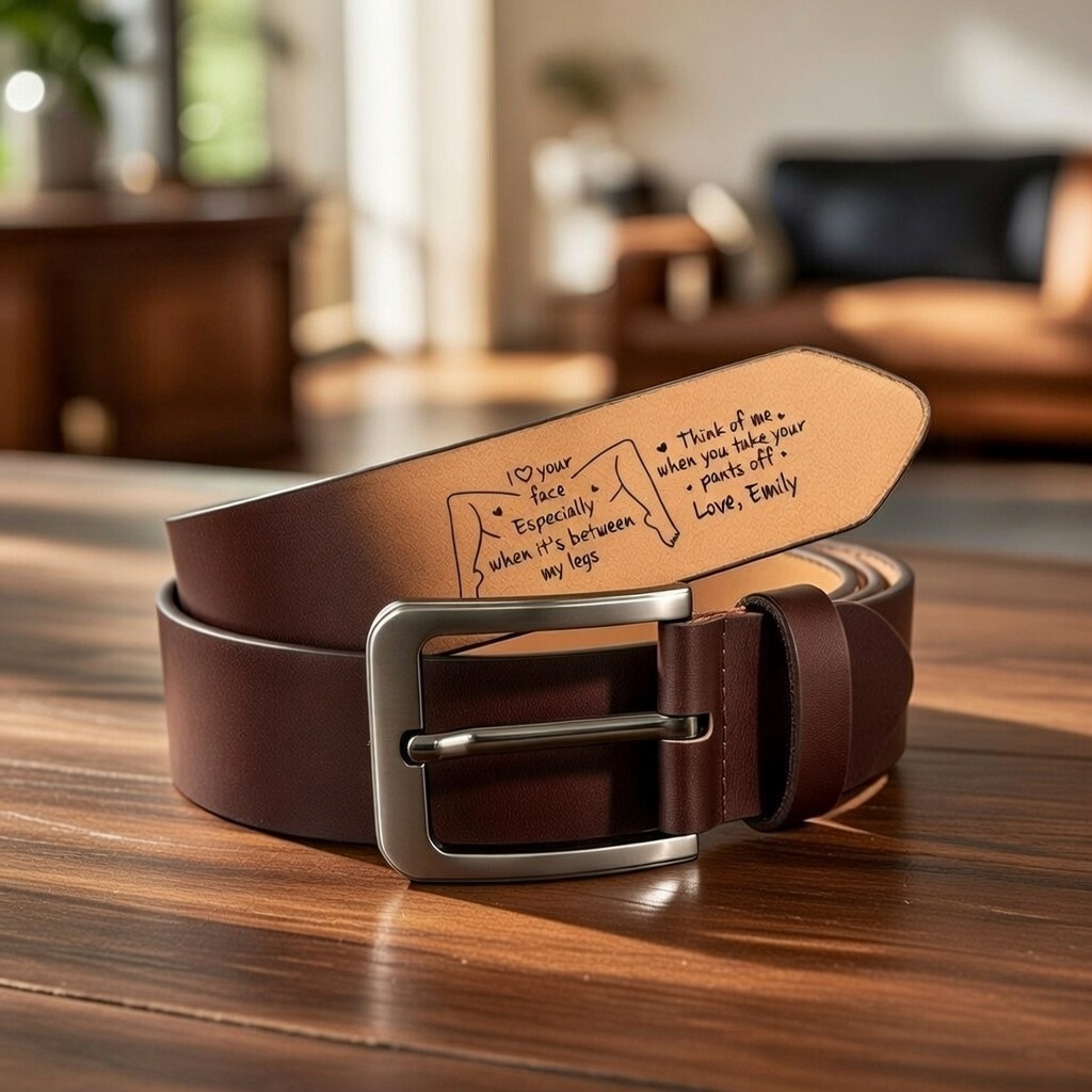 I Love Your Face Especially When It's Between My Legs - Personalized Engraved Leather Belt