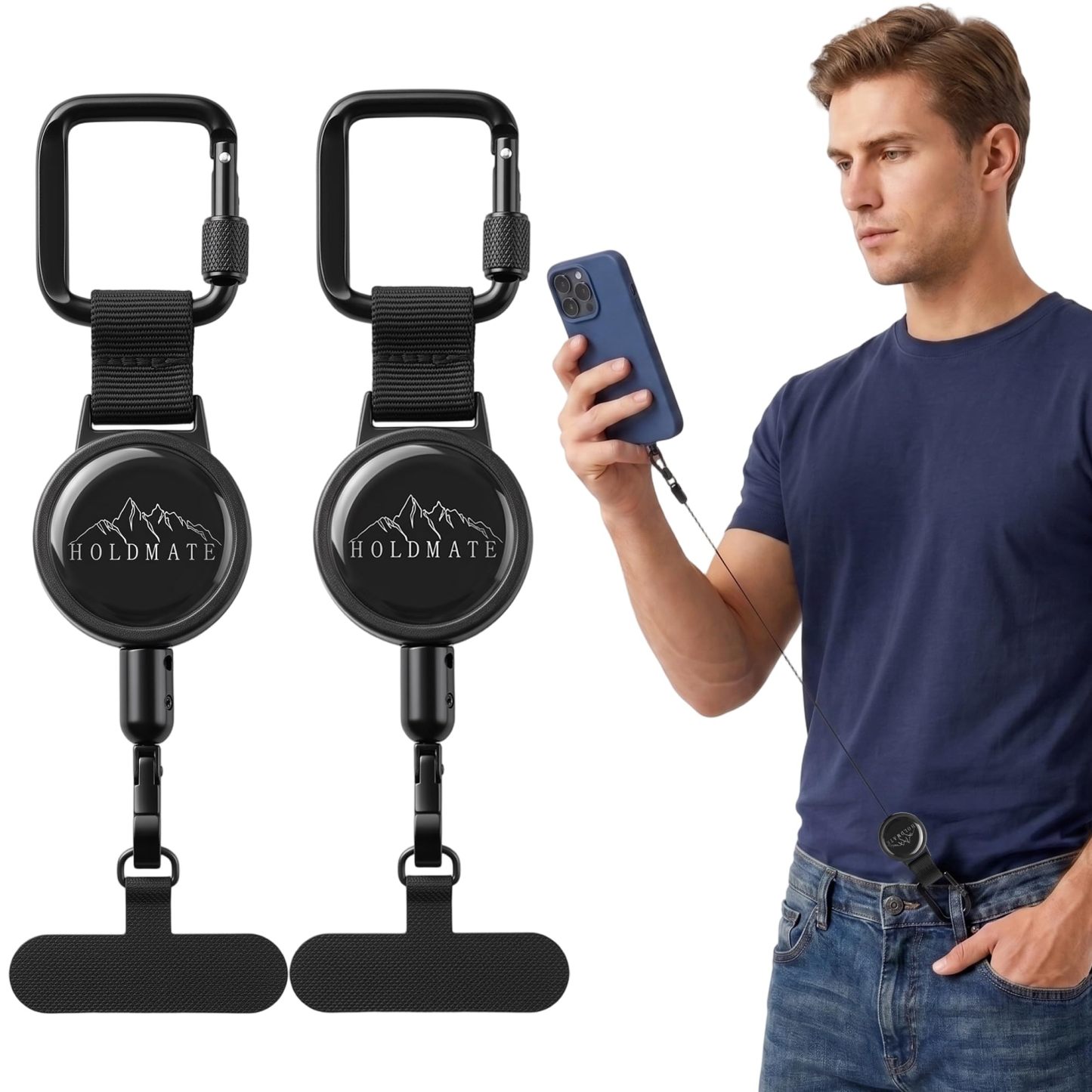 Retractable Phone Tether For Iphone & Smartphones | Anti-Drop Safety Lanyard, Locking Clip & 360° Swivel, Secure Holder For Skiing, Hiking, Cycling, Travel