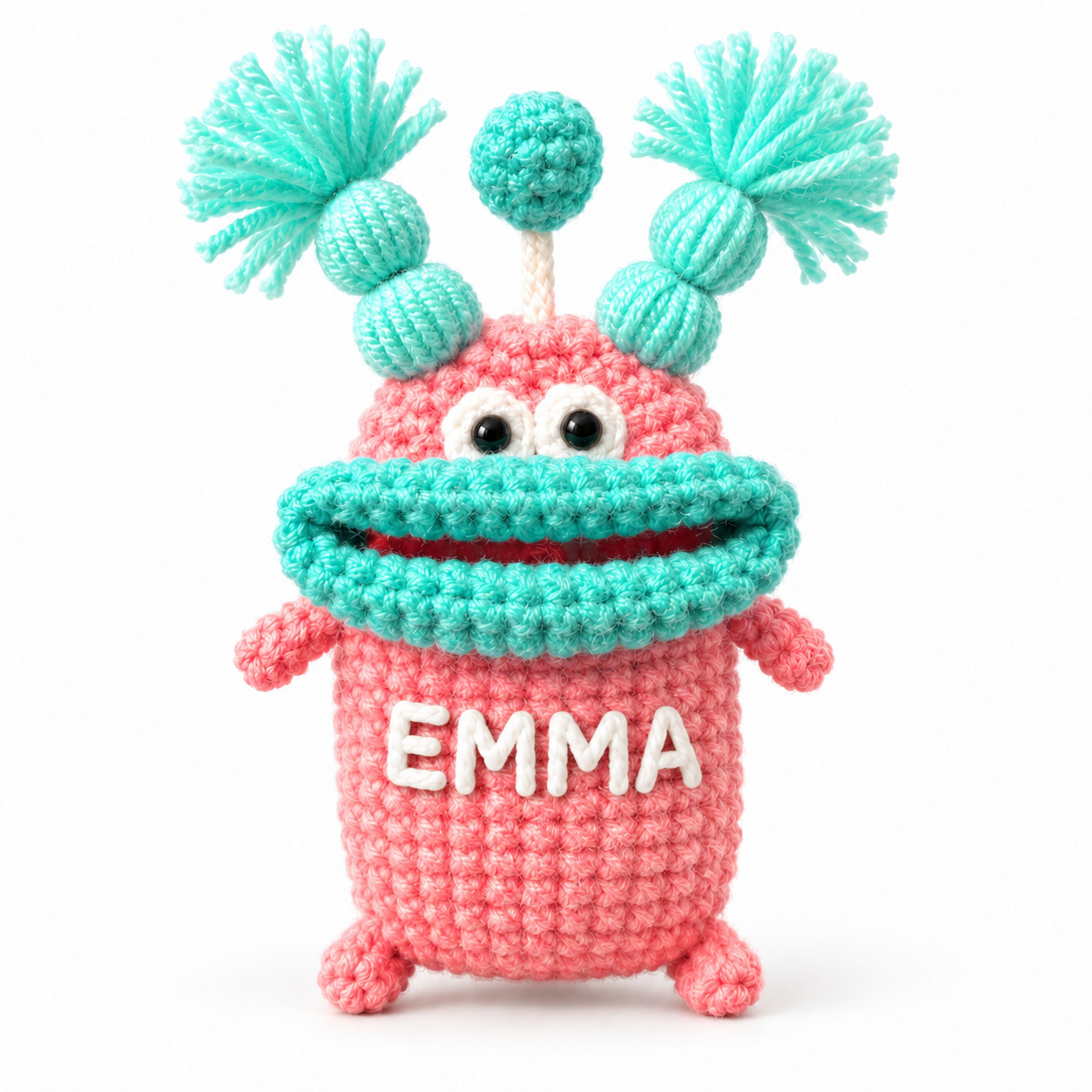 Custom Name Crochet Sausage Mouth Key Holder - Funny Hand-Woven Car Key Protective Case - 