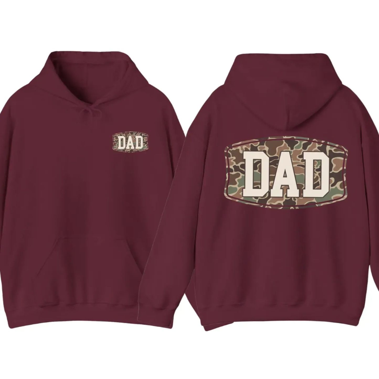 Camo Dad 2-Sided Hoodie, Funny Camouflage Graphic Pullover Casual Gift for Fathers