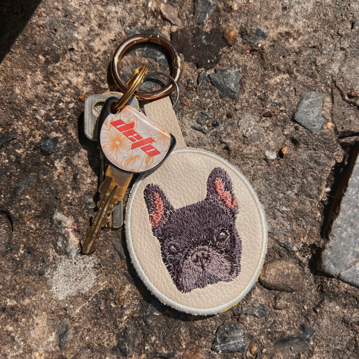 Custom Embroidered Pet Portrait Keychain - Dog or Cat Memorial
