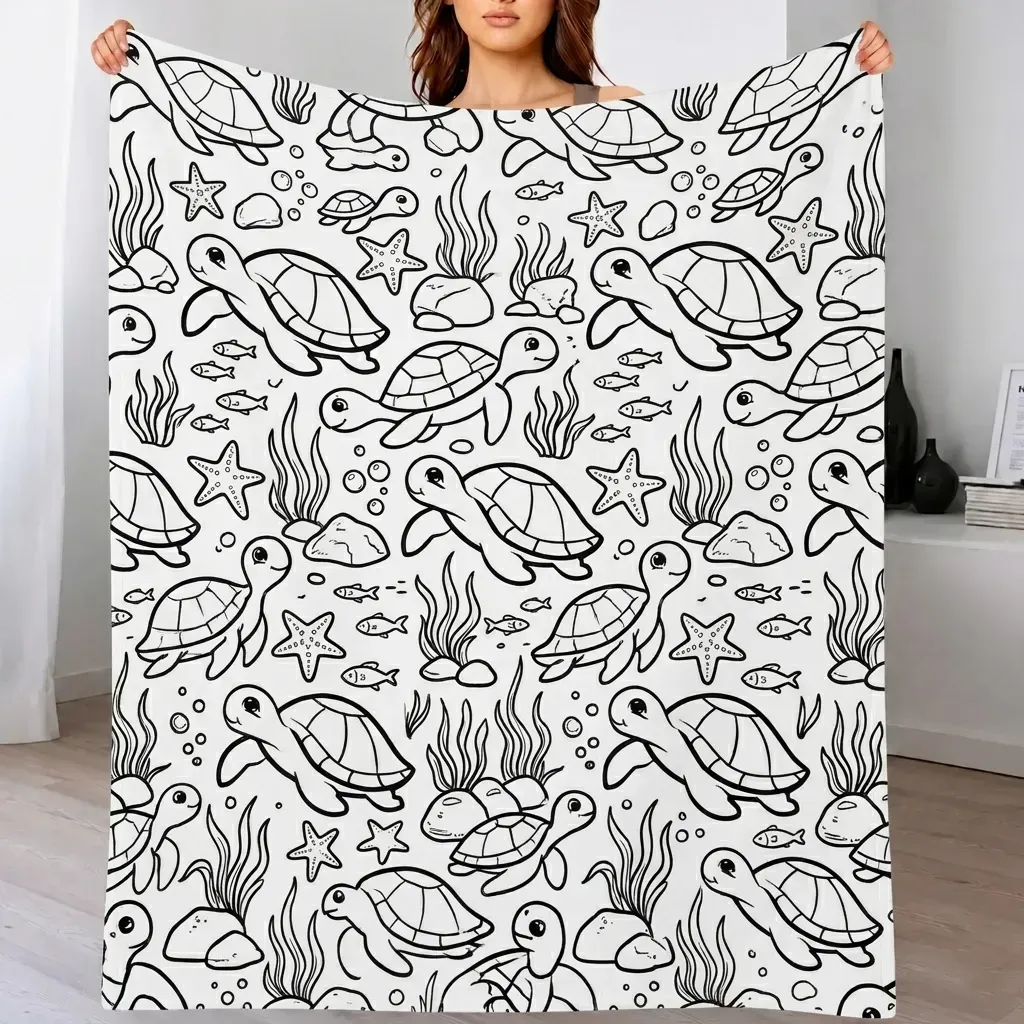 DIY Drawing Blanket (Optional 24-Color Marker Set) Create Your Art Blanket Washable Keepsake Blanket for Kids & Adults - 