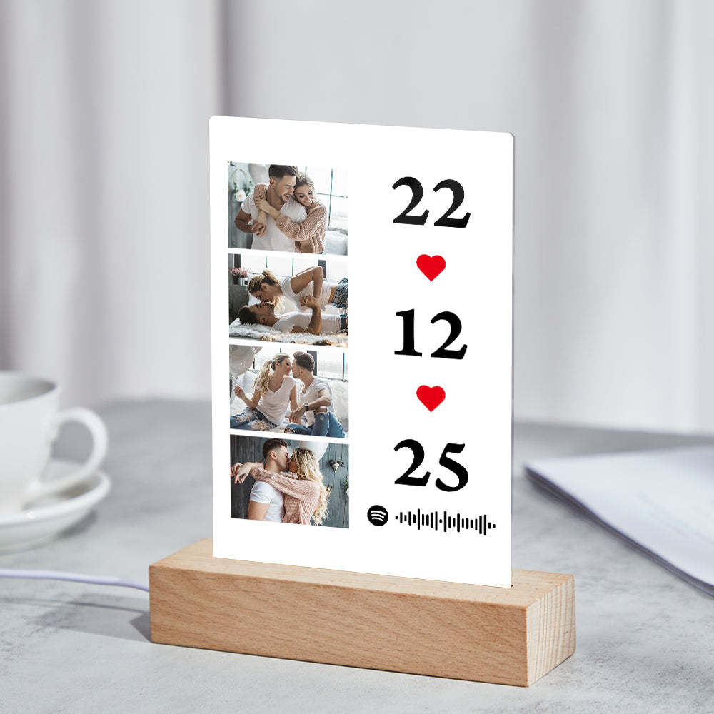 Scannable Music Photo Plaque Custom Spotify Keychain Personalized NightLight Gift For Her - Myphotowallet