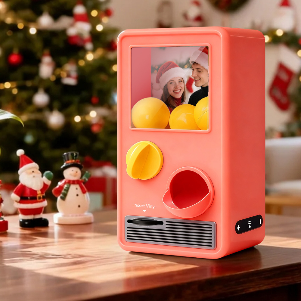 (Pre-Sale, Ships on 25/10) Personalized Music and Photo Music Gachapon Machine Custom Song Mini Record Box Retro Christmas Gifts for Her -