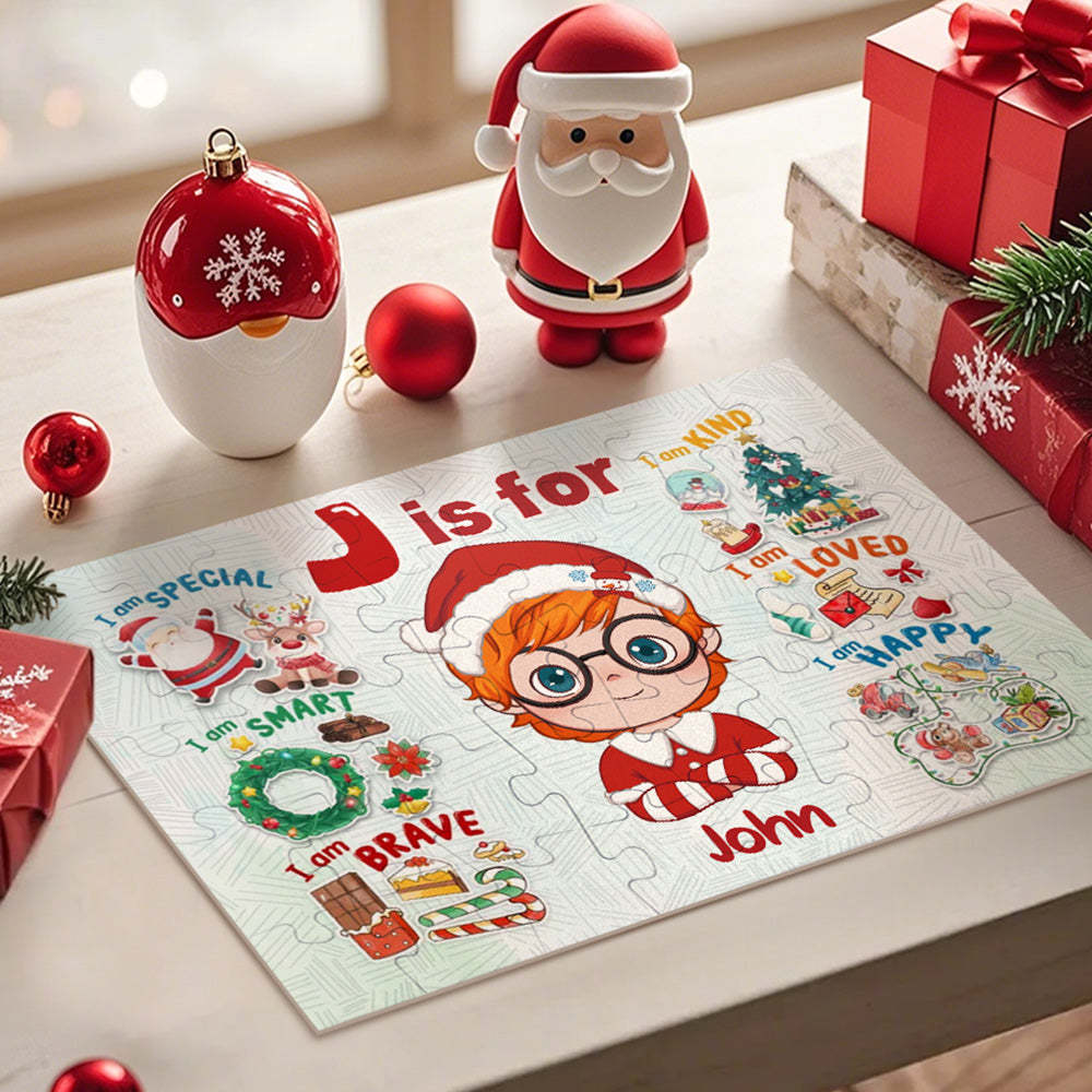Personalized Christmas Jigsaw Puzzle for Kids - Custom Puzzle Gift with Name -