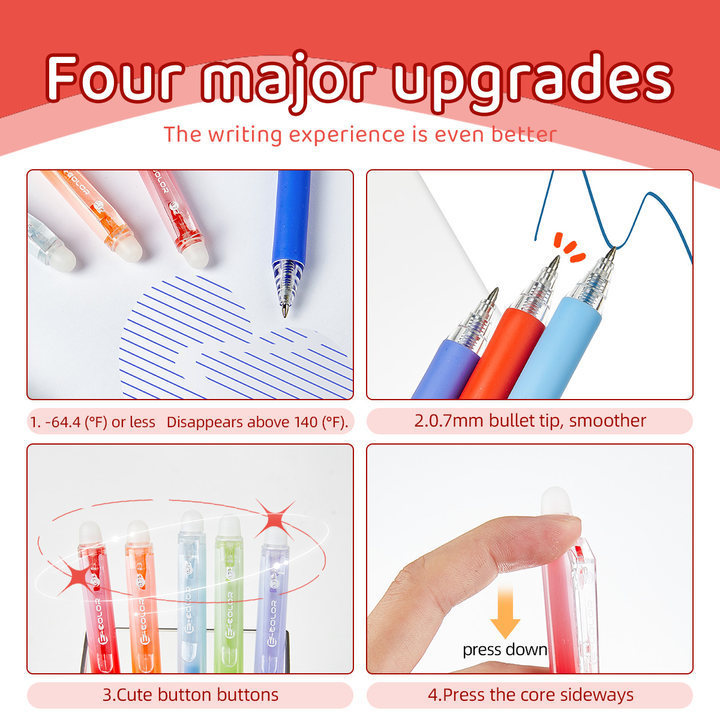 36Colors Erasable Gel Pen Set - Quick-Dry Clickable Erasable Pens, Large Capacity Smooth Writing for Students & Office