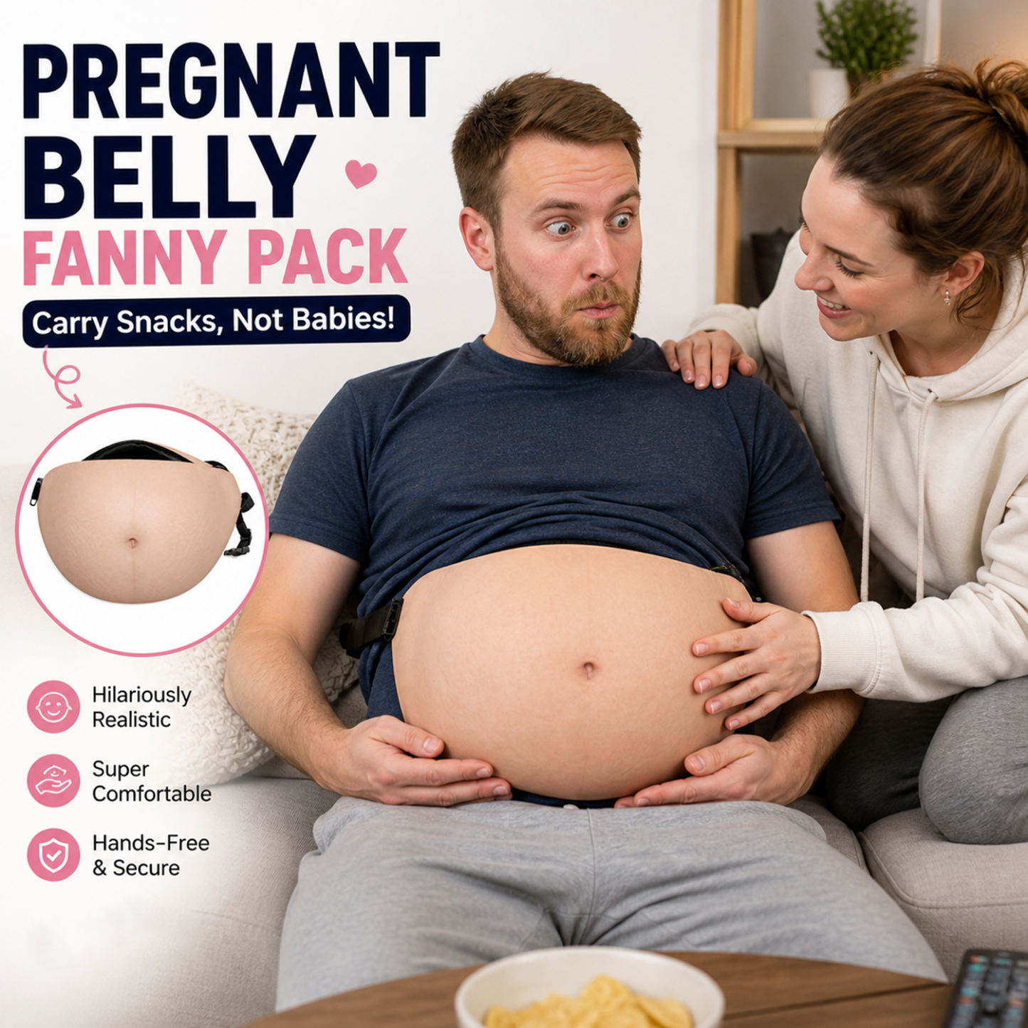 Funny Abs & Belly Fanny Pack – Realistic Body Print Waist Bag, Novelty Gift for Friends & Family, Birthday, Christmas & Party - 