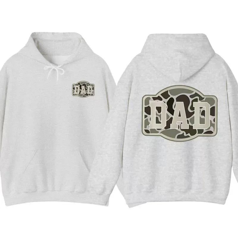 Camo Dad 2-Sided Hoodie, Funny Camouflage Graphic Pullover Casual Gift for Fathers