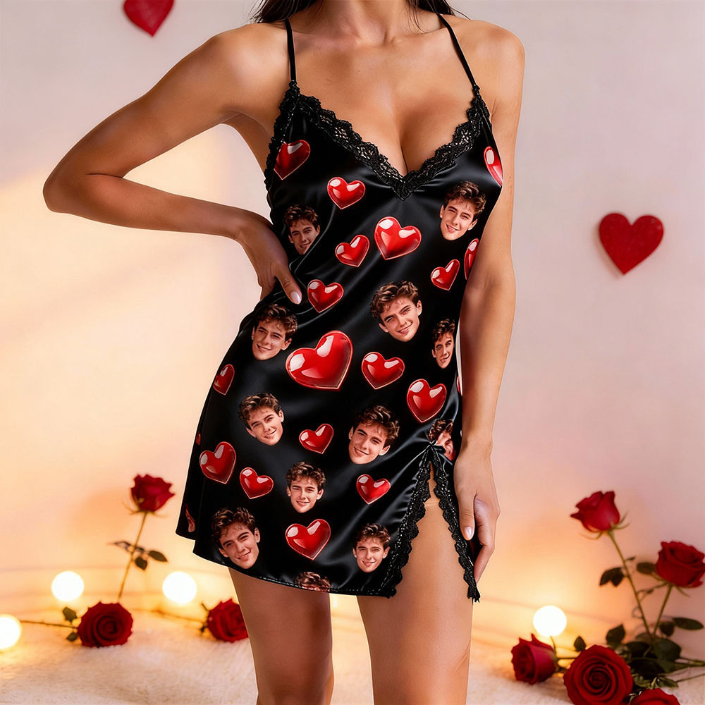 Custom Dress Pajamas Face & Name Pajamas Custom Photo Pajamas Gift For Valentine Day For Wife For Girlfriend - 