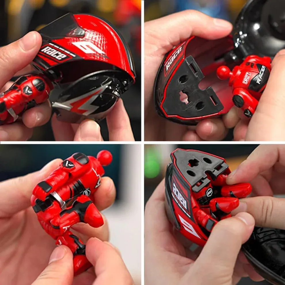 Mini Transformable Motorcycle Rider Doll Figurine Racing Helmet Biker Desk Display Gift - Get Photo Blanket