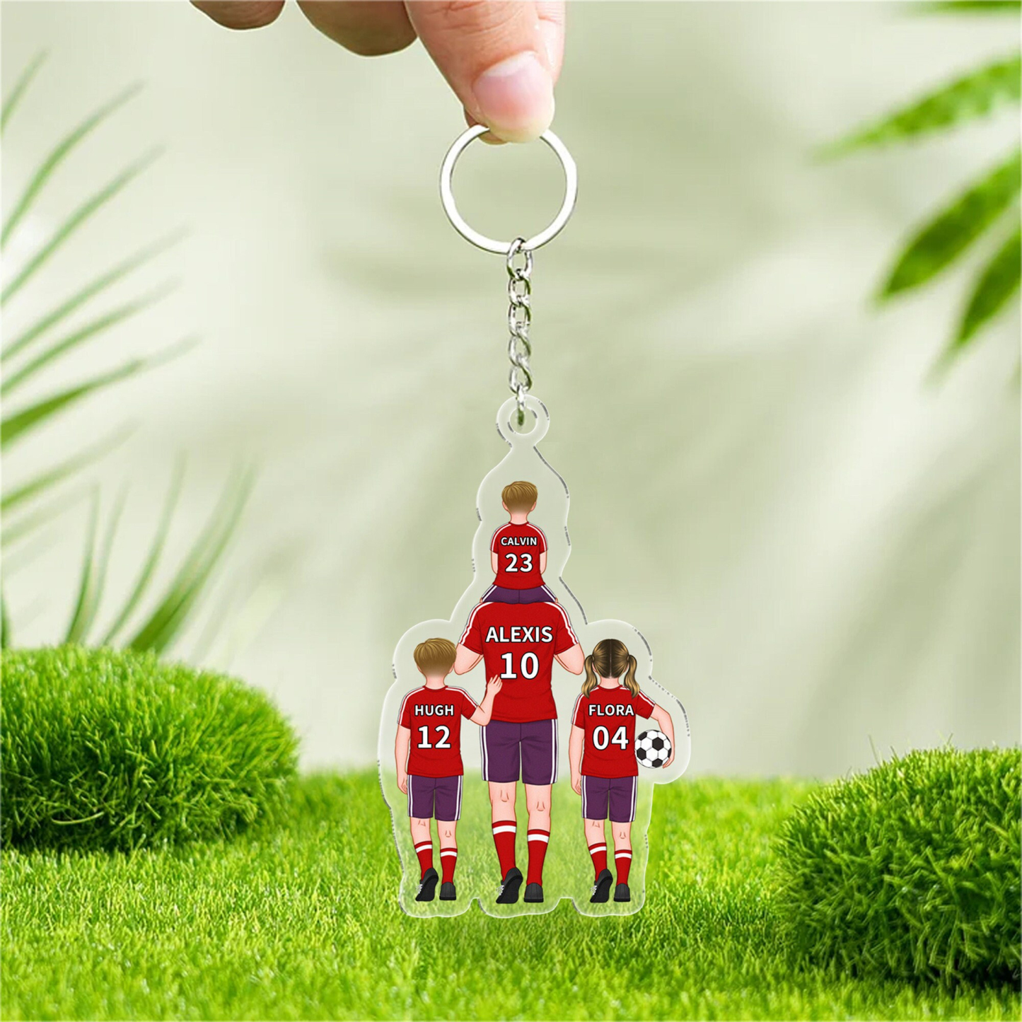 Personalized Soccer Jersey Keychain for Dad, Customized Names & Numbers Acrylic Football Keychain, Car Hanging Keyring, Gift for Him Husband