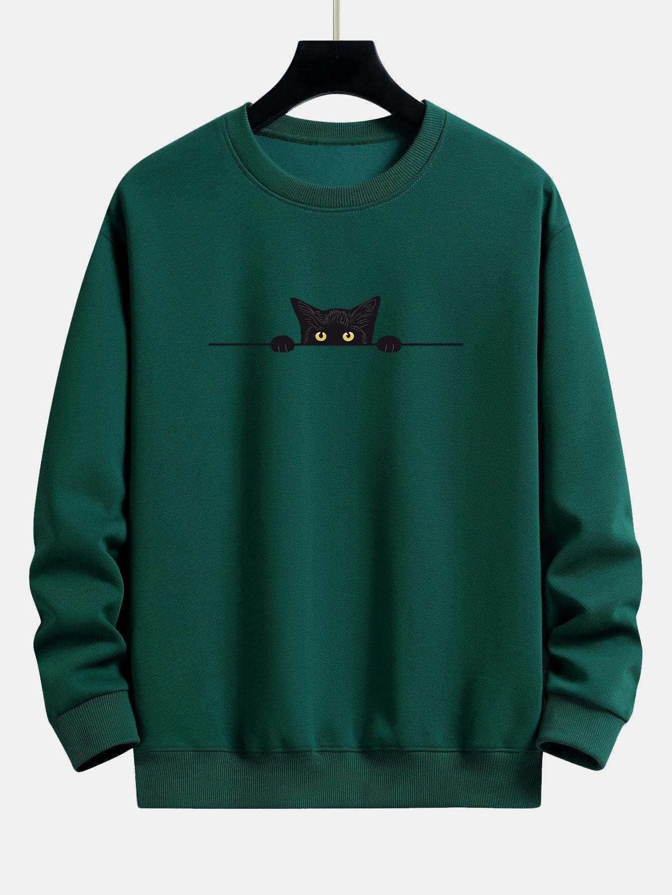 Sweatshirts Black Cat Print Relax Fit Sweatshirt - 