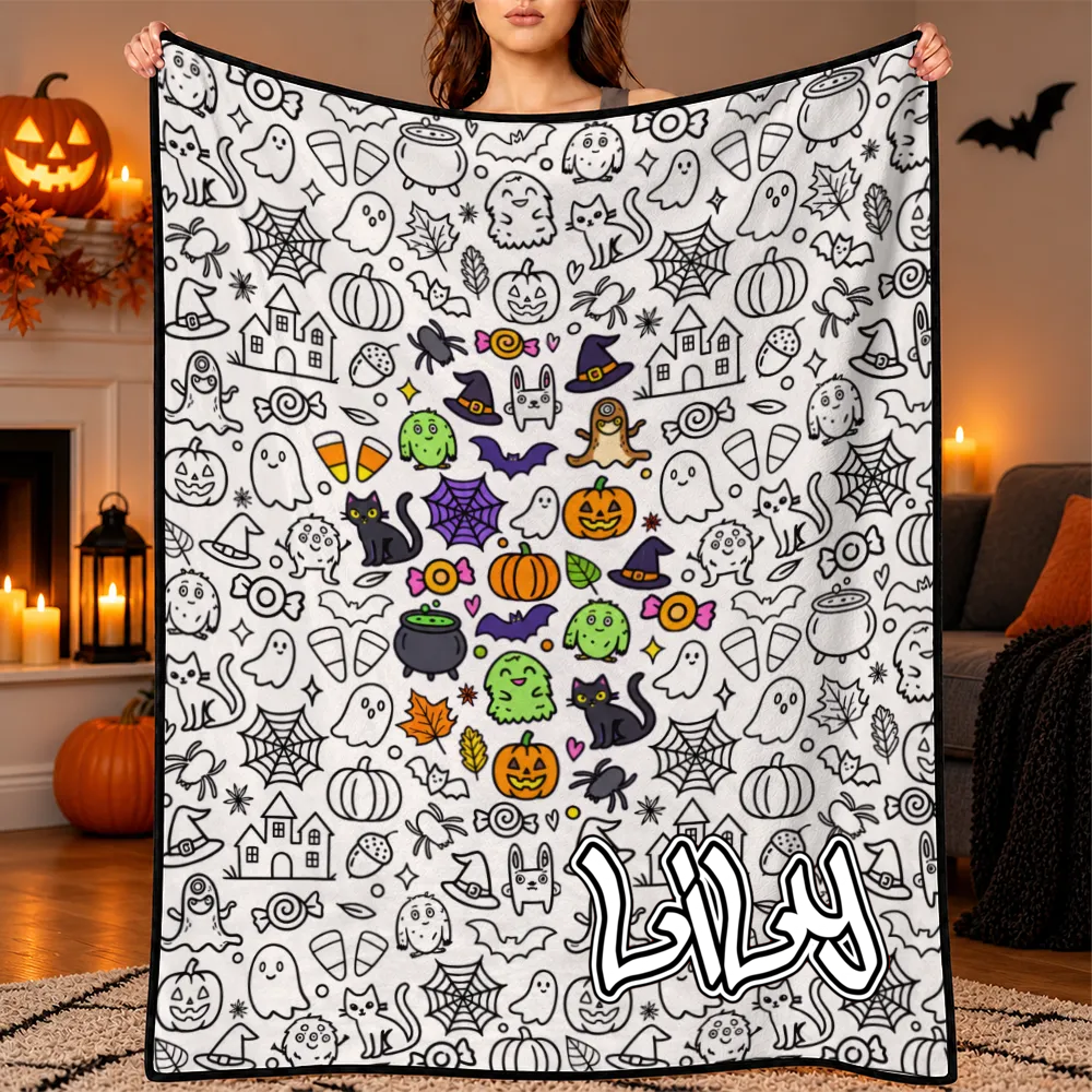 DIY Drawing Blanket (Optional 24-Color Marker Set) Create Your Art Blanket Washable Keepsake Blanket for Kids & Adults -