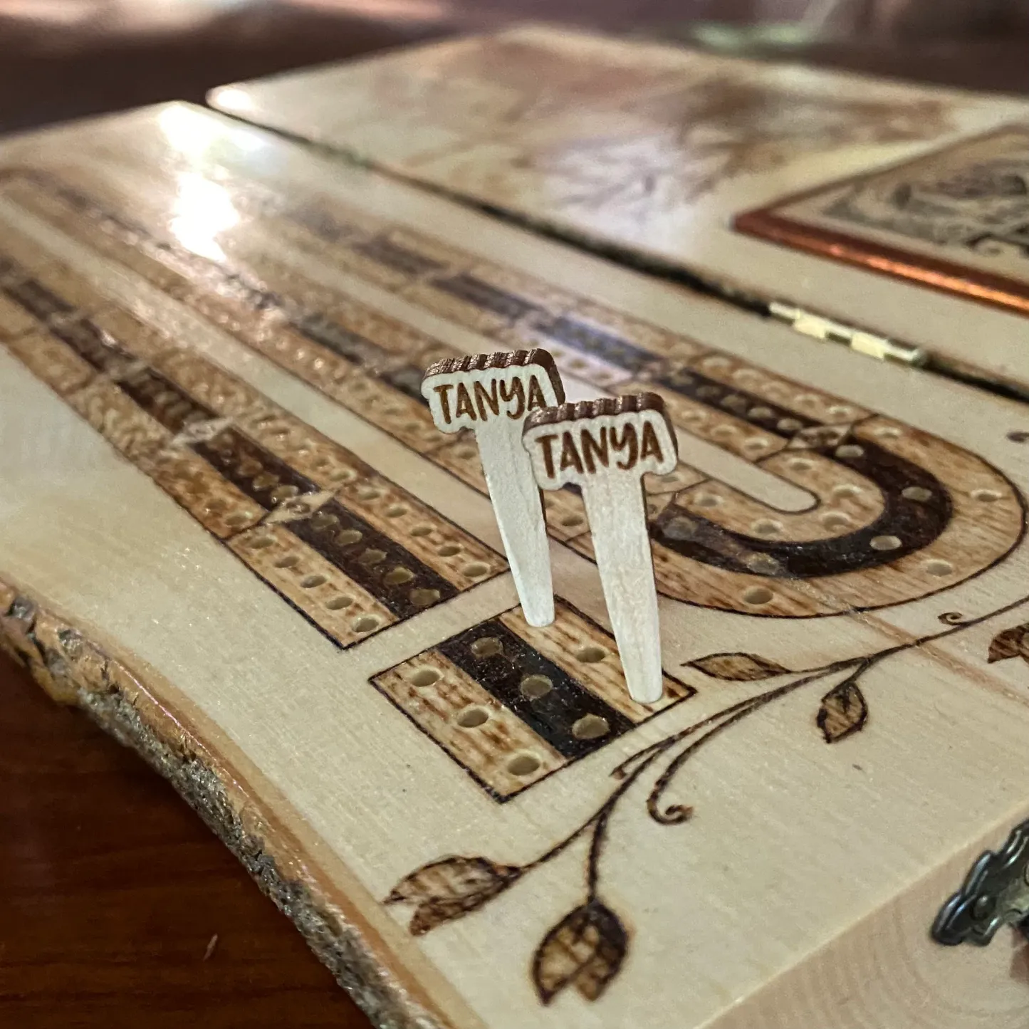 Personalized Wooden Cribbage Board Pegs Names Pegs For 2 Players ( Every player gets 2 pegs)