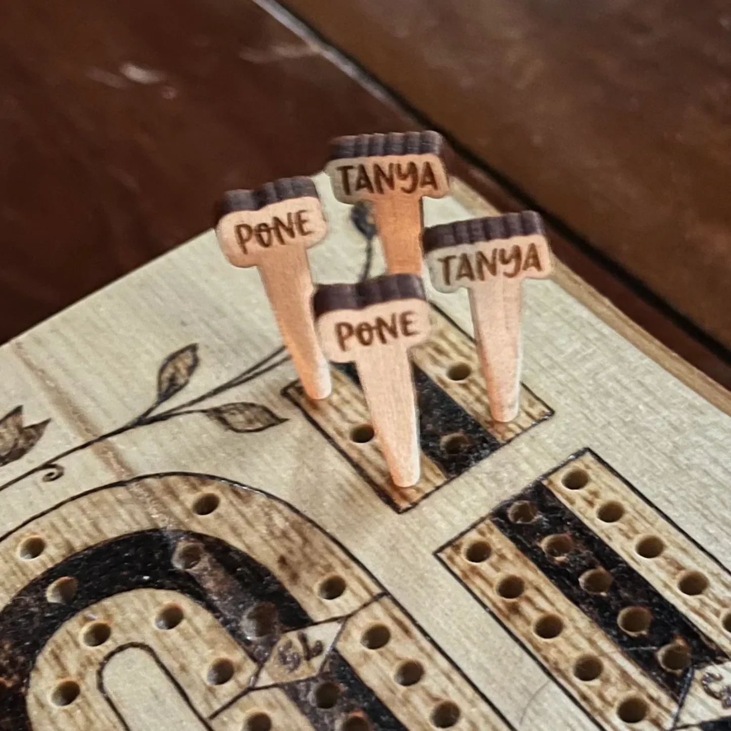 Personalized Wooden Cribbage Board Pegs Names Pegs For 2 Players ( Every player gets 2 pegs)