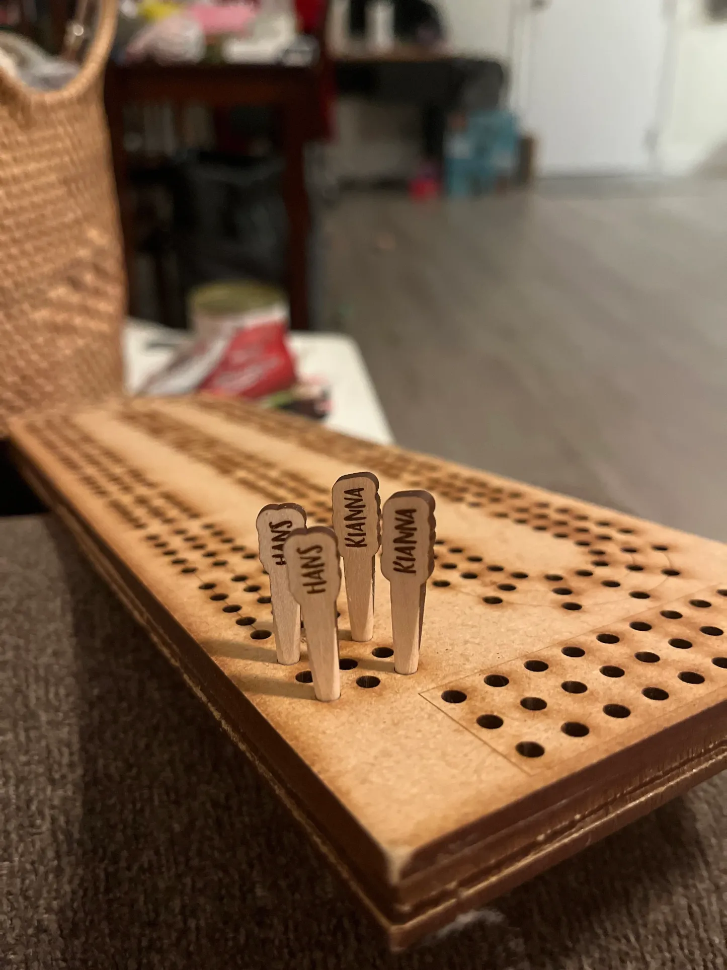 Personalized Wooden Cribbage Board Pegs Names Pegs For 2 Players ( Every player gets 2 pegs)