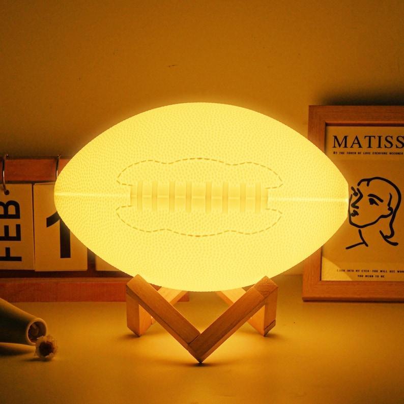 Personalized 3D Printed American Football Night Light - Ideal Birthday Gift, Graduation gifts, Perfect for Boys and Fans kids Kindergarten	 - myphotowallet