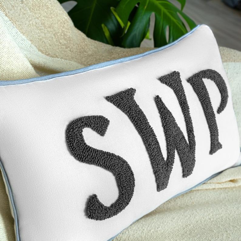 Home Decor Punch Needle Embroidered Custom Pillow, Personalized Gift, Graduation Gift, Dorm Room Decor, Kids Room Decor, Monogram Pillow