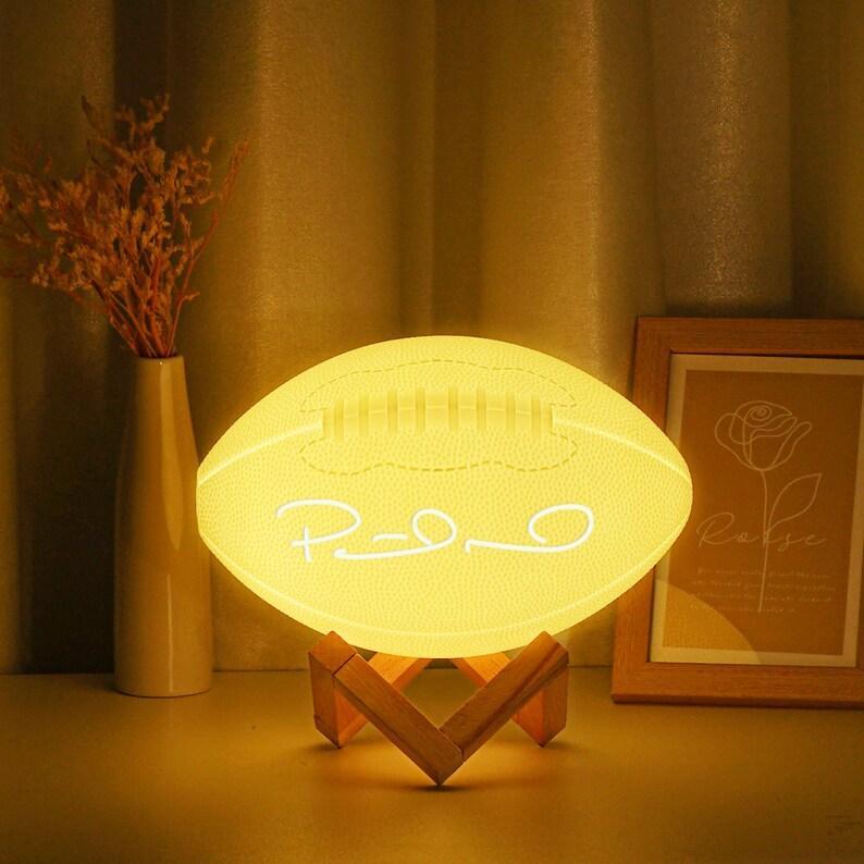 Personalized 3D Printed American Football Night Light - Ideal Birthday Gift, Graduation gifts, Perfect for Boys and Fans kids Kindergarten - myphotowallet