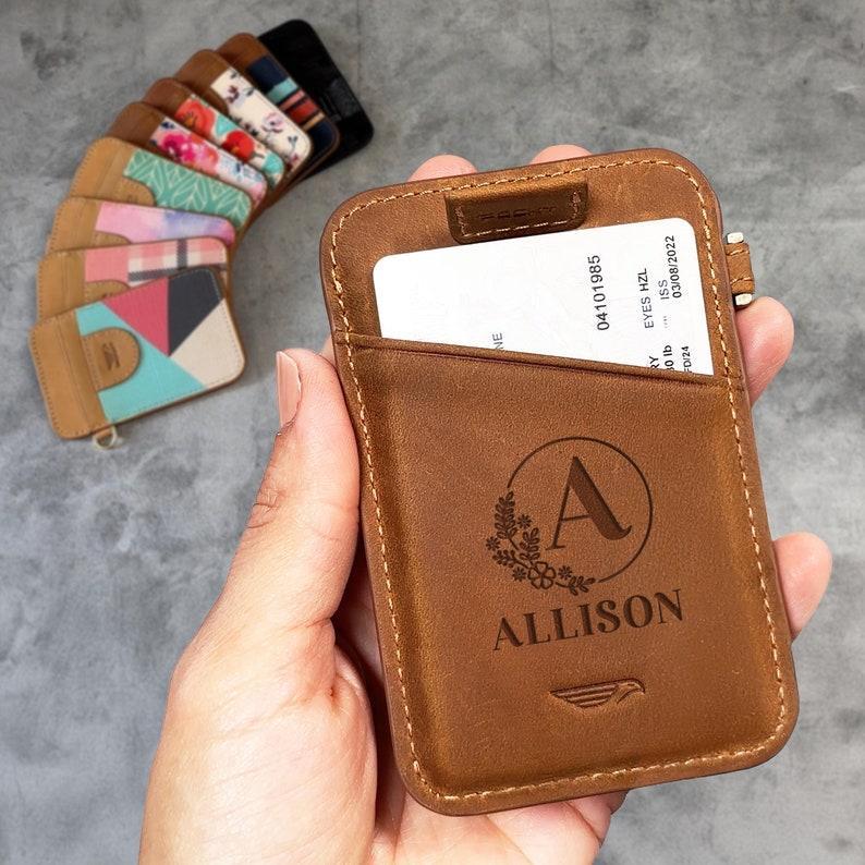 Mother's Day Gifts Custom Elastic Card Holder For Women and Men - Personalized Wallet Engraved Slim Credit Card Holder RFID Blocking Card Case Wallet