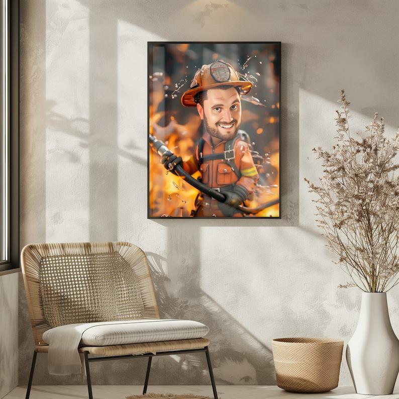 Custom Firefighter Caricature Portrait - From Your Photo,  Unique Gift for Firefighters, 3D Cartoon Style, Digital Download