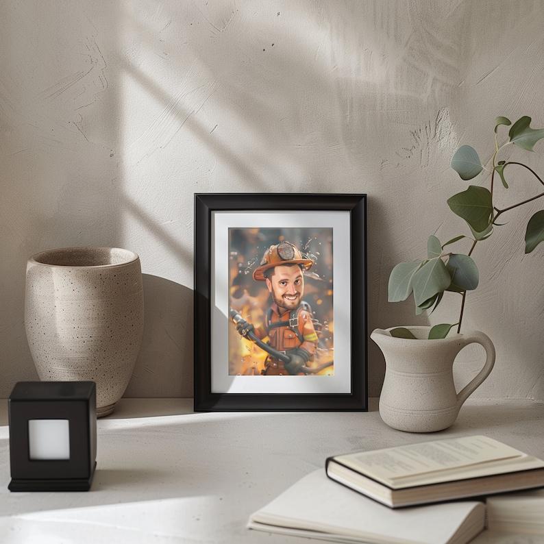 Custom Firefighter Caricature Portrait - From Your Photo,  Unique Gift for Firefighters, 3D Cartoon Style, Digital Download