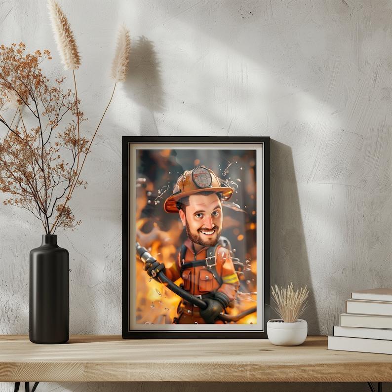 Custom Firefighter Caricature Portrait - From Your Photo,  Unique Gift for Firefighters, 3D Cartoon Style, Digital Download