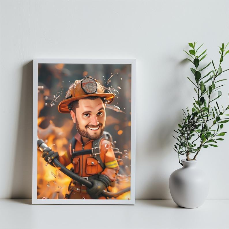 Custom Firefighter Caricature Portrait - From Your Photo,  Unique Gift for Firefighters, 3D Cartoon Style, Digital Download