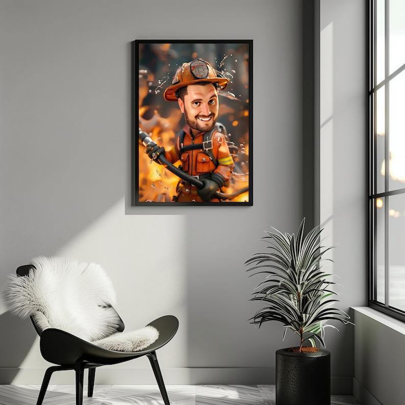 Custom Firefighter Caricature Portrait - From Your Photo,  Unique Gift for Firefighters, 3D Cartoon Style, Digital Download