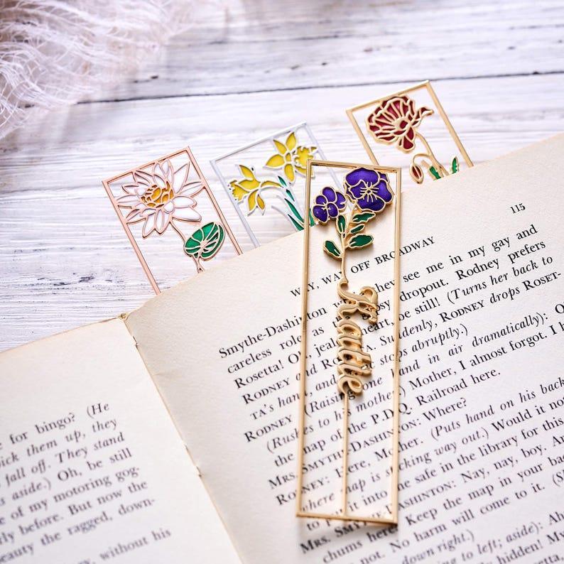 Colorful Birthday Flower Bookmark, Custom Name Bookmark, Personalized Name Bookmark, Cutting 3D Names, Women Birthday Commemorative Gifts