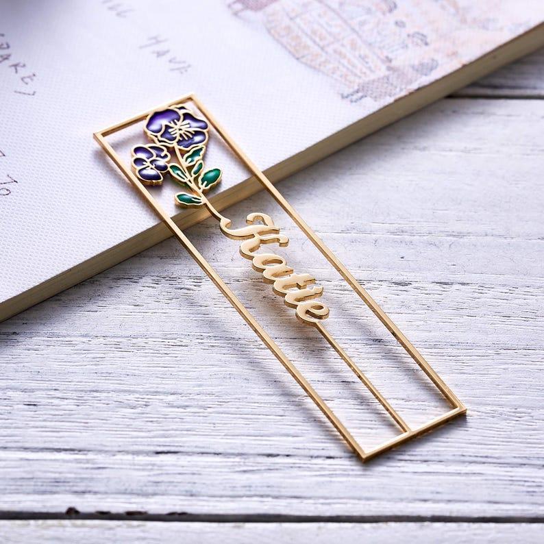 Colorful Birthday Flower Bookmark, Custom Name Bookmark, Personalized Name Bookmark, Cutting 3D Names, Women Birthday Commemorative Gifts