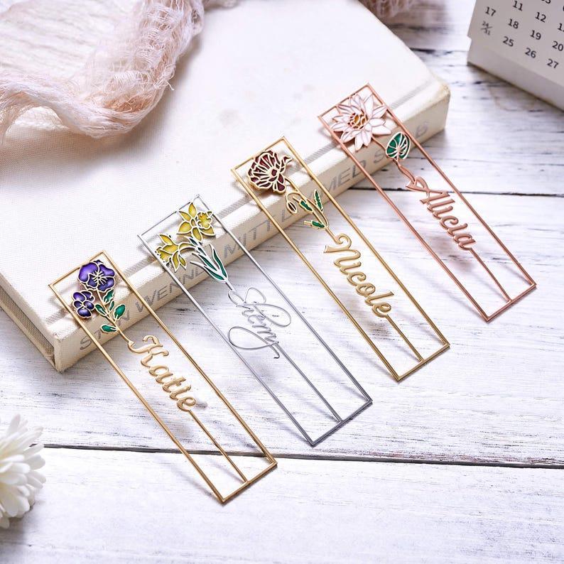 Colorful Birthday Flower Bookmark, Custom Name Bookmark, Personalized Name Bookmark, Cutting 3D Names, Women Birthday Commemorative Gifts